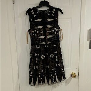 BCBGMaxAzria Black and White Patterned Mini Dress